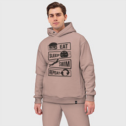 Мужской костюм оверсайз Есть спать плавать, цвет: пыльно-розовый — фото 2