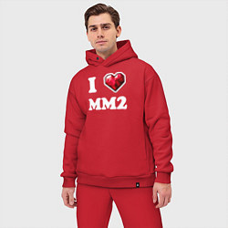 Мужской костюм оверсайз Я люблю мм2 Роблокс - I heart mm2 Roblox, цвет: красный — фото 2