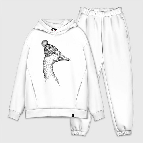 Мужской костюм оверсайз Утка в шапке с помпоном / Белый – фото 1