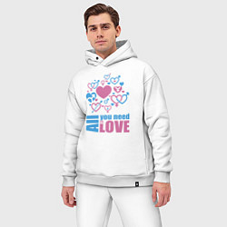 Мужской костюм оверсайз All you net is love, цвет: белый — фото 2