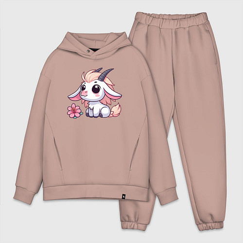 Мужской костюм оверсайз Козерог с цветком / Пыльно-розовый – фото 1