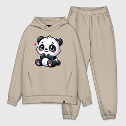 Мужской костюм оверсайз Забавная маленькая панда, цвет: миндальный