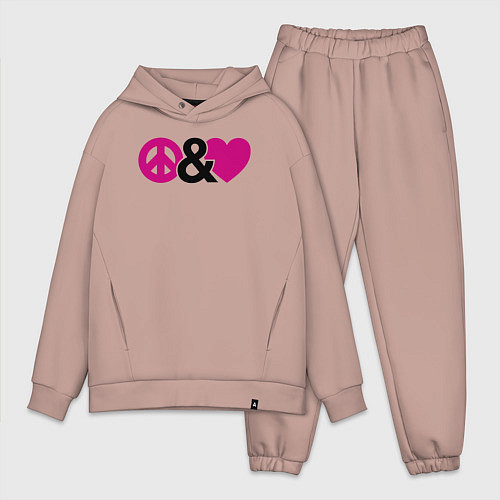 Мужской костюм оверсайз Peace and love / Пыльно-розовый – фото 1