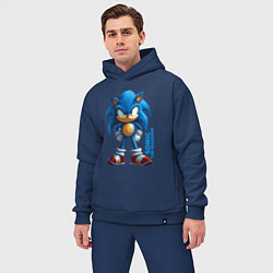 Мужской костюм оверсайз Sonic - poster style, цвет: тёмно-синий — фото 2