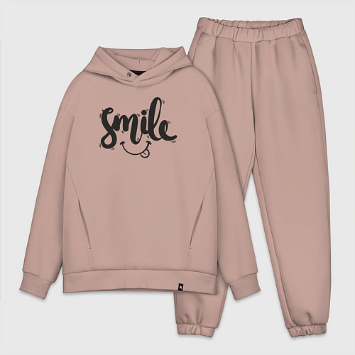 Мужской костюм оверсайз Funny smile / Пыльно-розовый – фото 1