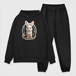 Мужской костюм оверсайз Маленький пушистый кролик, цвет: черный