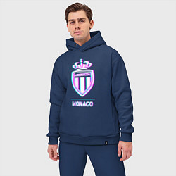 Мужской костюм оверсайз Monaco FC в стиле glitch, цвет: тёмно-синий — фото 2