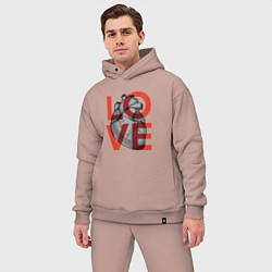 Мужской костюм оверсайз Love с сердцем, цвет: пыльно-розовый — фото 2