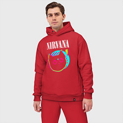 Мужской костюм оверсайз Nirvana rock star cat, цвет: красный — фото 2