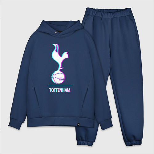 Мужской костюм оверсайз Tottenham FC в стиле glitch / Тёмно-синий – фото 1