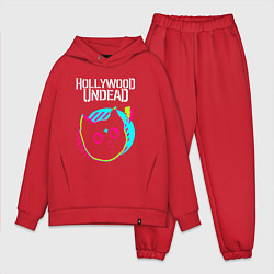 Мужской костюм оверсайз Hollywood Undead rock star cat, цвет: красный