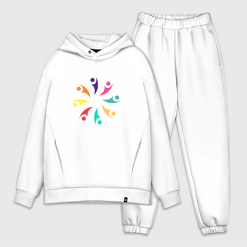 Мужской костюм оверсайз Человечки / Белый – фото 1