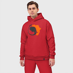 Мужской костюм оверсайз Слон и Африка, цвет: красный — фото 2