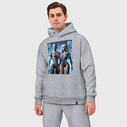 Мужской костюм оверсайз Barbie and Ken - cyber fantasy, цвет: меланж — фото 2