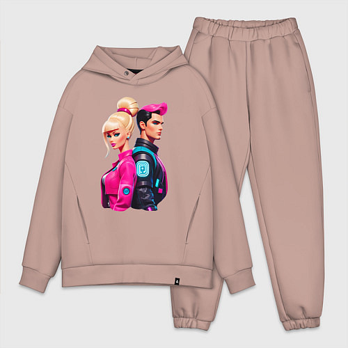 Мужской костюм оверсайз Ken and Barbie - ai art / Пыльно-розовый – фото 1