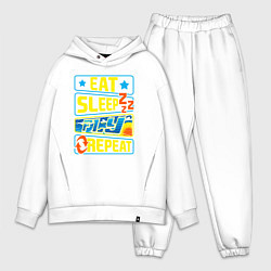 Мужской костюм оверсайз Eat sleep fly, цвет: белый