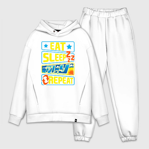 Мужской костюм оверсайз Eat sleep fly / Белый – фото 1