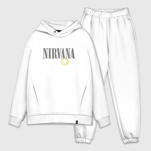 Мужской костюм оверсайз Nirvana logo smile / Белый – фото 1