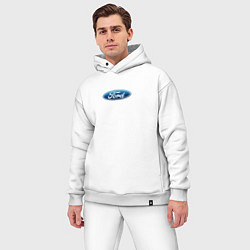 Мужской костюм оверсайз FORD авто спорт лого, цвет: белый — фото 2