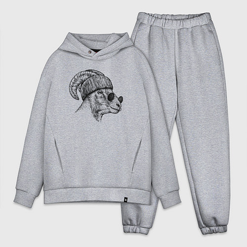 Мужской костюм оверсайз Барашек в шапке и очках / Меланж – фото 1