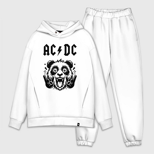 Мужской костюм оверсайз AC DC - rock panda / Белый – фото 1