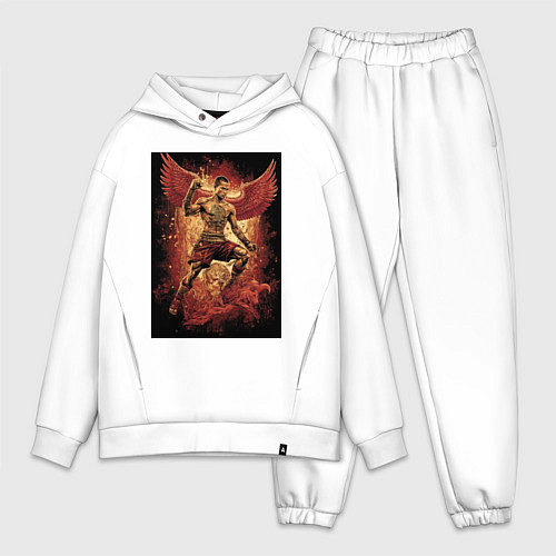 Мужской костюм оверсайз Муай Тай боец с крыльями / Белый – фото 1