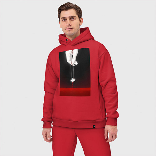 Мужской костюм оверсайз Евангелион талисман Рей / Красный – фото 3