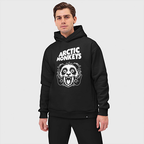 Мужской костюм оверсайз Arctic Monkeys rock panda / Черный – фото 3