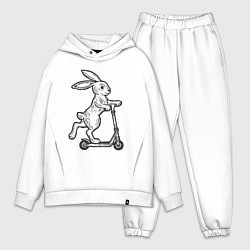 Мужской костюм оверсайз Зайчик с самокатом, цвет: белый