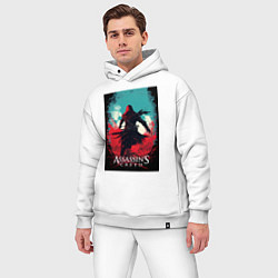 Мужской костюм оверсайз Assassins creed red blue abstract, цвет: белый — фото 2