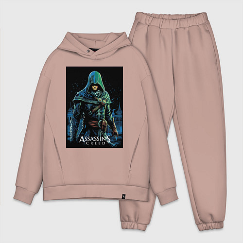 Мужской костюм оверсайз Assassins creed в капюшоне / Пыльно-розовый – фото 1