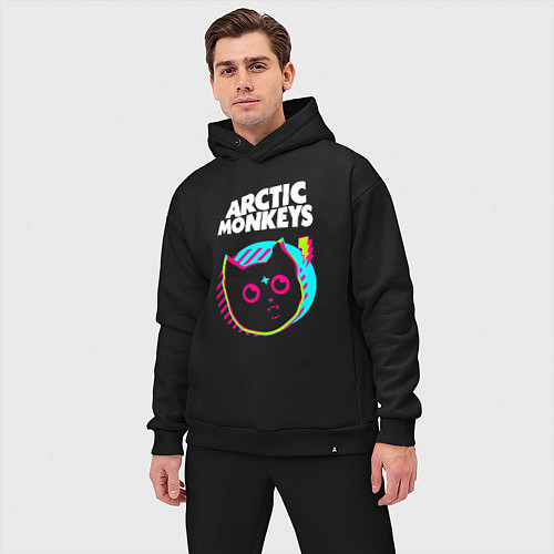 Мужской костюм оверсайз Arctic Monkeys rock star cat / Черный – фото 3