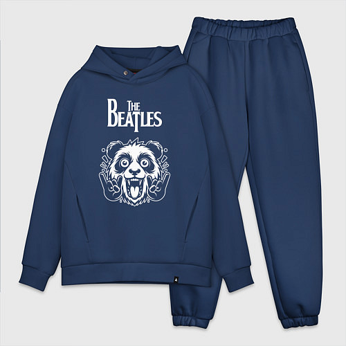 Мужской костюм оверсайз The Beatles rock panda / Тёмно-синий – фото 1