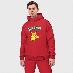 Мужской костюм оверсайз Pikachu 8-bit pixels, цвет: красный — фото 2