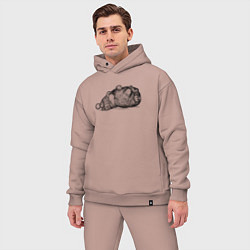 Мужской костюм оверсайз Кролик в шапке отдыхает, цвет: пыльно-розовый — фото 2