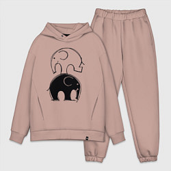 Мужской костюм оверсайз Cute elephants, цвет: пыльно-розовый