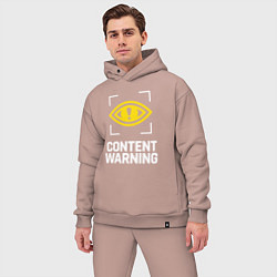 Мужской костюм оверсайз Content Warning logo, цвет: пыльно-розовый — фото 2