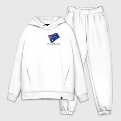 Мужской костюм оверсайз Im Australian - motto, цвет: белый