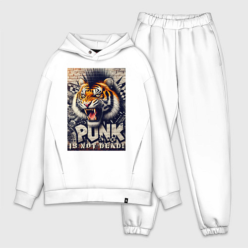 Мужской костюм оверсайз Cool tiger - punks not dead / Белый – фото 1