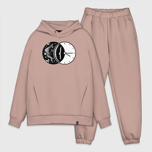 Мужской костюм оверсайз Космическое время / Пыльно-розовый – фото 1