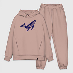 Мужской костюм оверсайз Space whale, цвет: пыльно-розовый