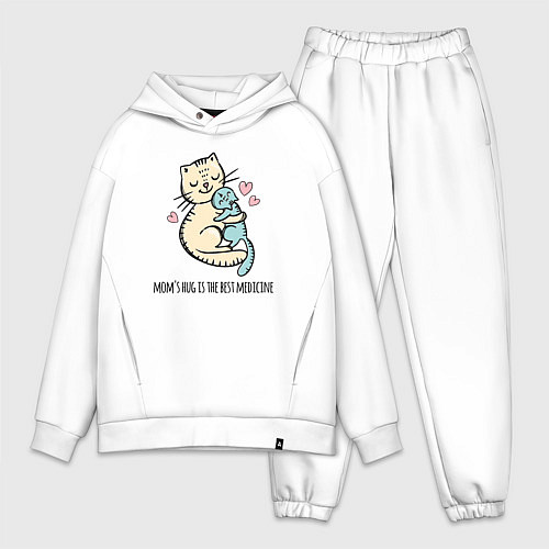 Мужской костюм оверсайз Объятия мамы лучшее лекарство / Белый – фото 1