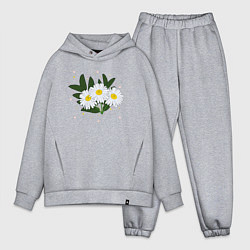 Мужской костюм оверсайз Ромашка белая, цвет: меланж