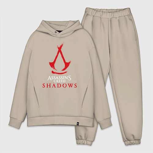 Мужской костюм оверсайз Assassins creed shadows logo / Миндальный – фото 1