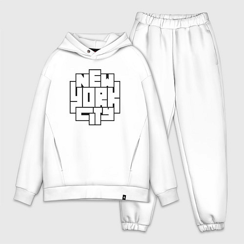 Мужской костюм оверсайз Нью-Йорк город / Белый – фото 1