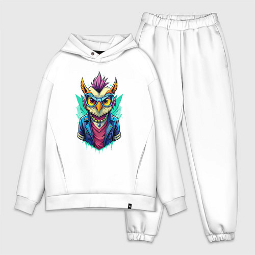 Мужской костюм оверсайз Стильная модная сова / Белый – фото 1