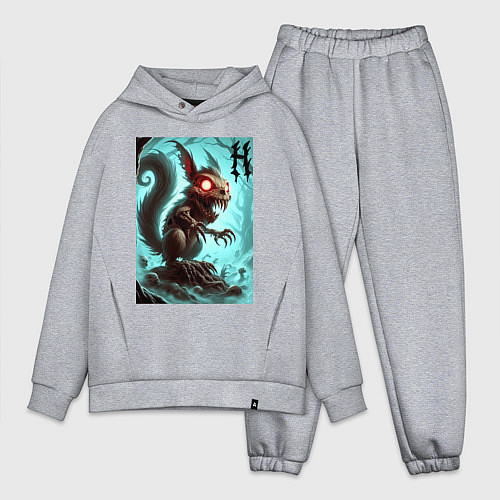 Мужской костюм оверсайз Жуткая белка - хэллоуин / Меланж – фото 1