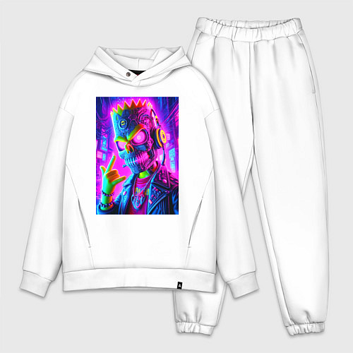 Мужской костюм оверсайз Cyber skeleton of Bart Simpson - neon glow / Белый – фото 1