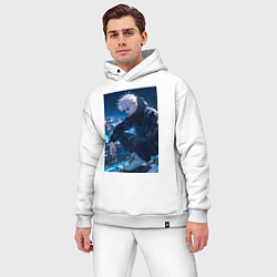 Мужской костюм оверсайз Магическая битва Сатору Годзё арт, цвет: белый — фото 2