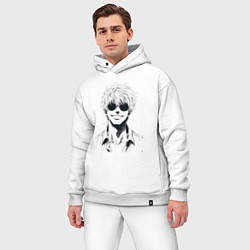 Мужской костюм оверсайз Магическая битва Сатору Годзё в очках, цвет: белый — фото 2